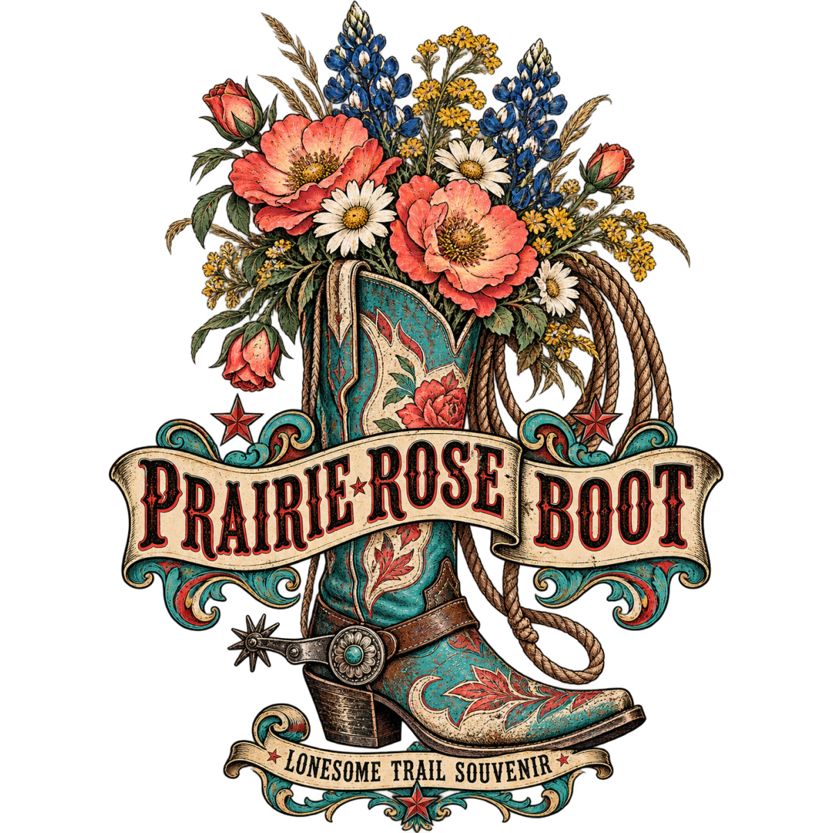 Wildwest Boot Prairie Rose Bouquet